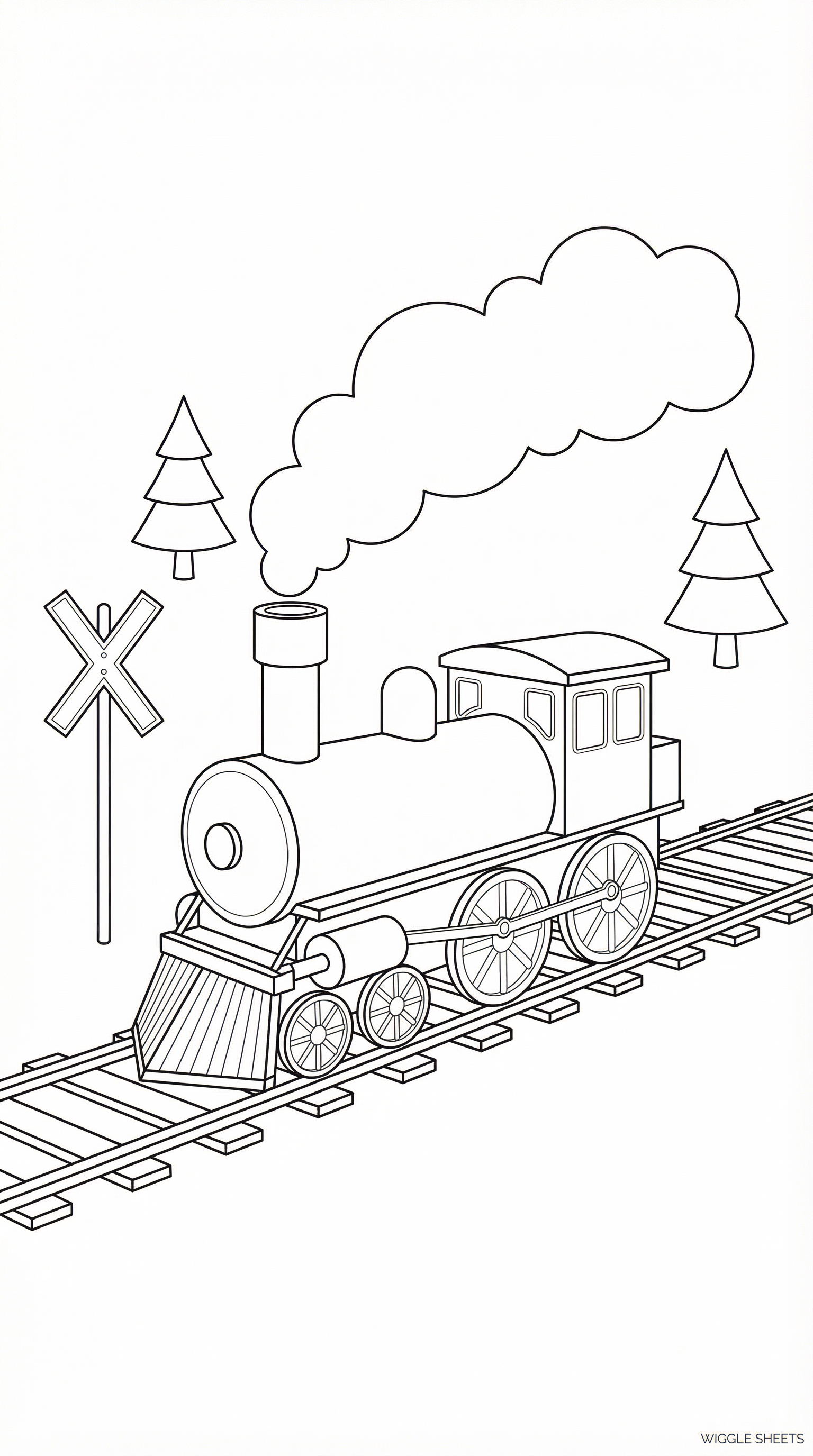 Steam Train with Smoke Coloring Page